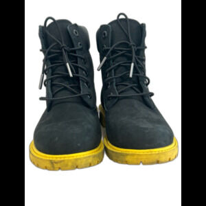 Timberland Boots Women's Size 7 Black Nubuck Yellow Heritage 6 " See the Sole”